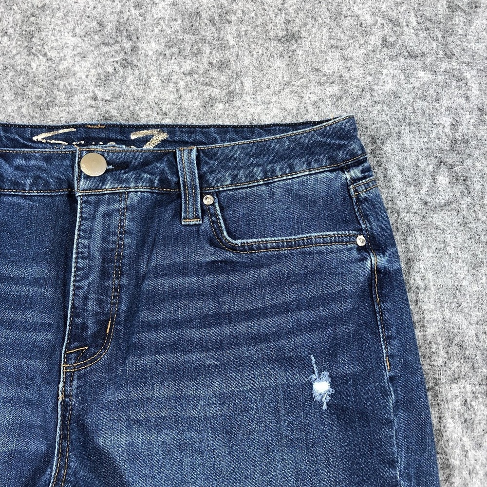 Seven7 Women's 12 Blue Denim Cutoff Shorts Raw Hem Distressed Weekend - Picture 4 of 16